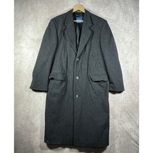 Towncraft Mens Preppy Old Money Wool Overcoat Sz 40R Charcoal Gray Heathered